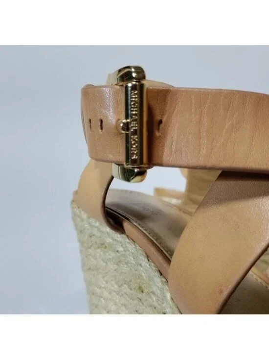 Michael Kors Cream Strappy Leather Wedges 6 - Picture 3 of 8